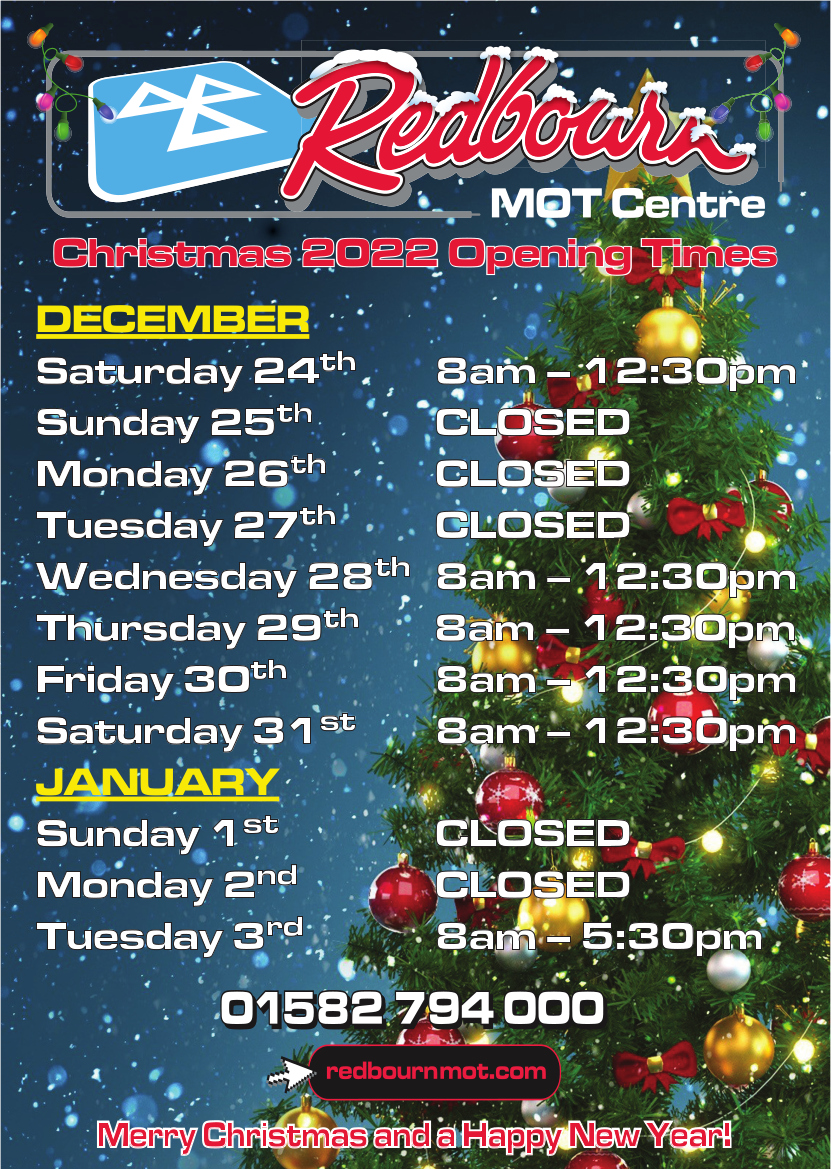 Christmas 2022 and New Year 2023 Opening Times